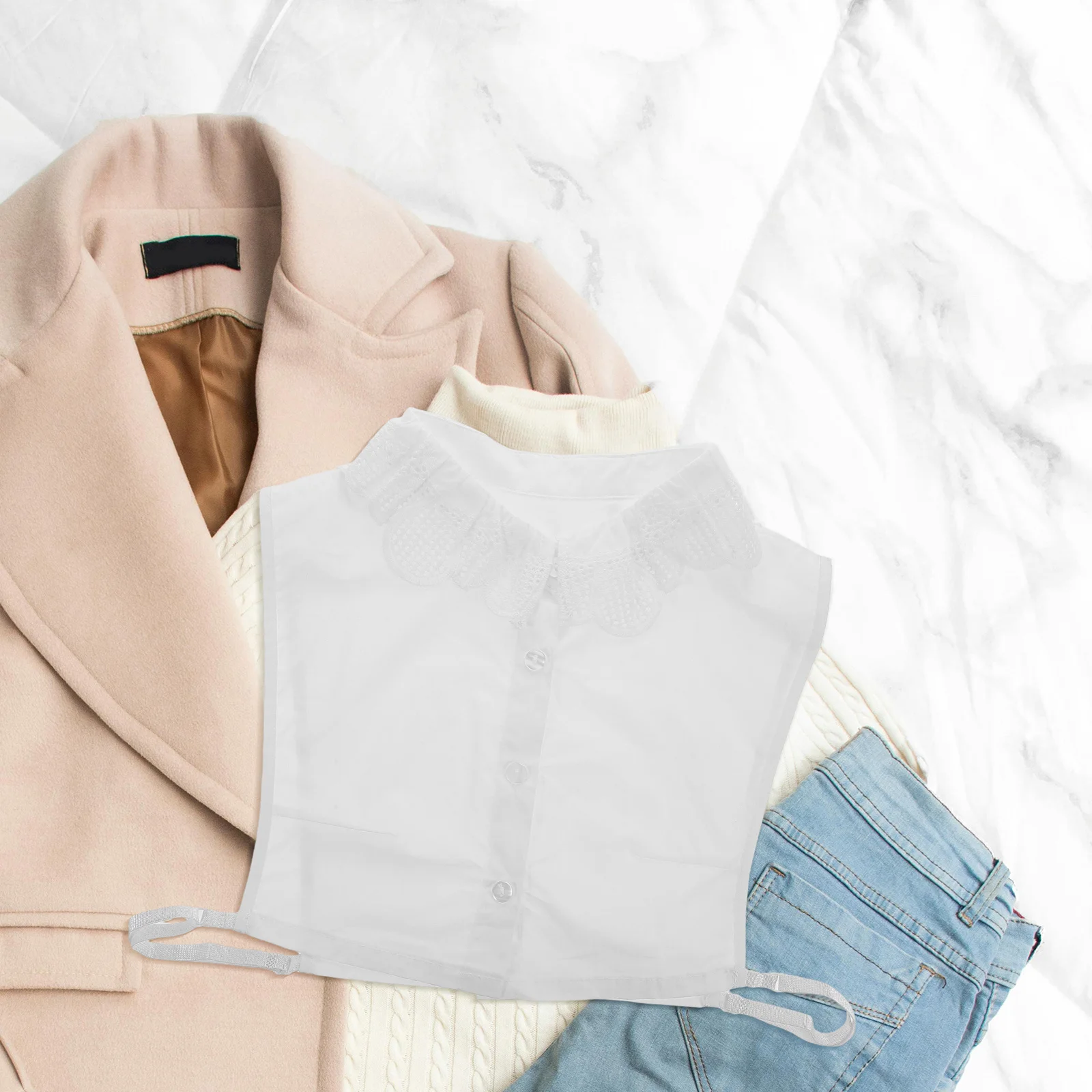 ياقة مزيفة من القطن، ياقة صناعية أنيقة قابلة للإزالة للنساء، فستان قميص، ملابس عصرية متعددة الاستخدامات، مريحة وسهلة الاستخدام #2