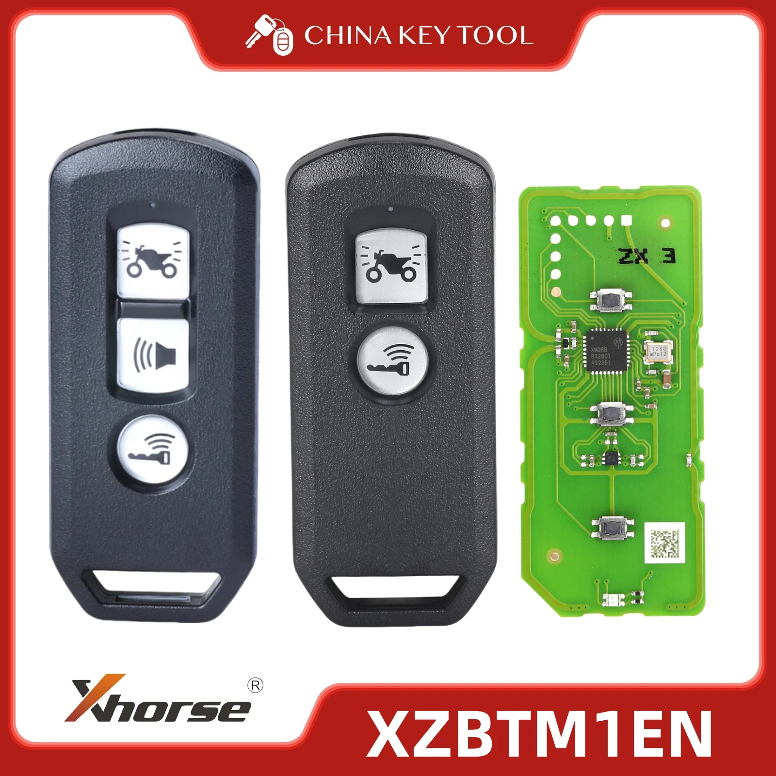 1 قطعة XHORSE XZBTM1EN لوحة دارات مطبوعة خاصة 3 أزرار حصريًا للدراجات النارية هوندا مع مفتاح قذيفة مع شعار الإصدار العالمي