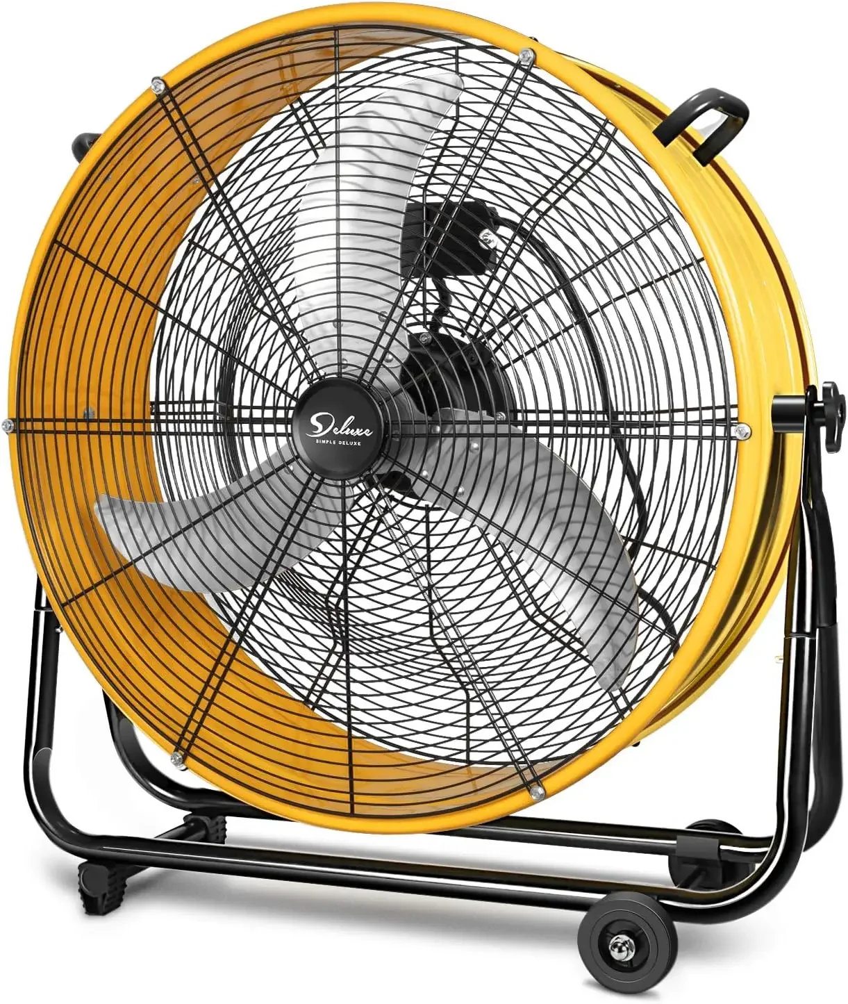 Deluxe 24 Inch Heavy Duty Metal Industrial Drum Fan, 3 Speed Floor Fan for Warehouse, Workshop, Factory and Basement