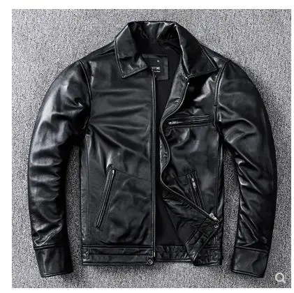 

YR!Free shipping.Wholesales.classic black soft sheepskin jacket.quality plus size leather coat.fashion biker leather clothes