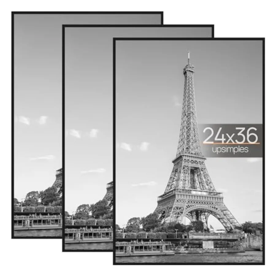 

24x36 Poster Frame 3 Pack, Scratch-Proof Picture Frames 24 x 36 for Photo Gallery - Slide-In Strips, Horizontal or Vertical Wal