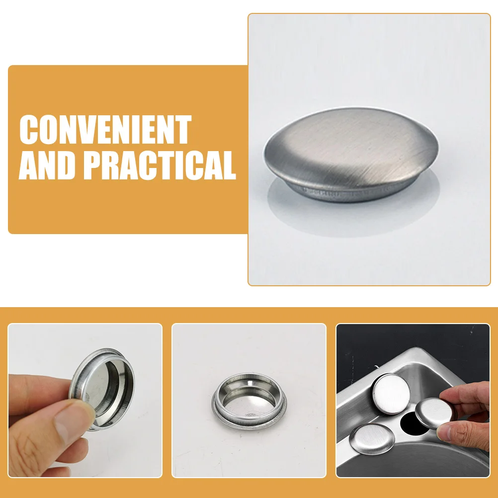 6Pcs Stainless Steel Sink Hole Covers Classic Design Metal Sink Hole Cover for Home Hotel Restaurant Application