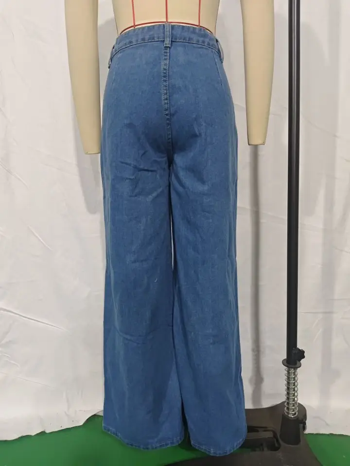 Jean droit délavé pour femmes, pantalon décontracté en Denim, jambes larges, ample, taille haute, Cowboy, Baggy, 2026