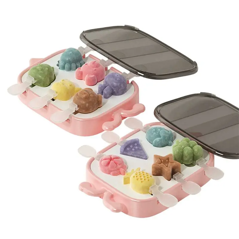 

Kids Cartoon Holder Silicone Jelly Molds Stackable Maker With Reusable Sticks (Pink)-[97Lemons]