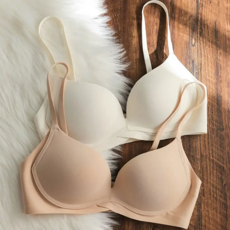 Solid Color Push-up Anti-sagging Underwear for Women Without Rims Traceless Small Breast Bra Invisible Side Breast Bra Sexy Bra