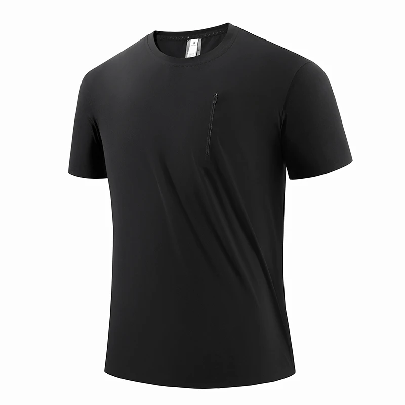 SBWL 2025 new outdoor fitness sports running breathable short sleeve T-shirt practical mobile phone pocket light fast drying top