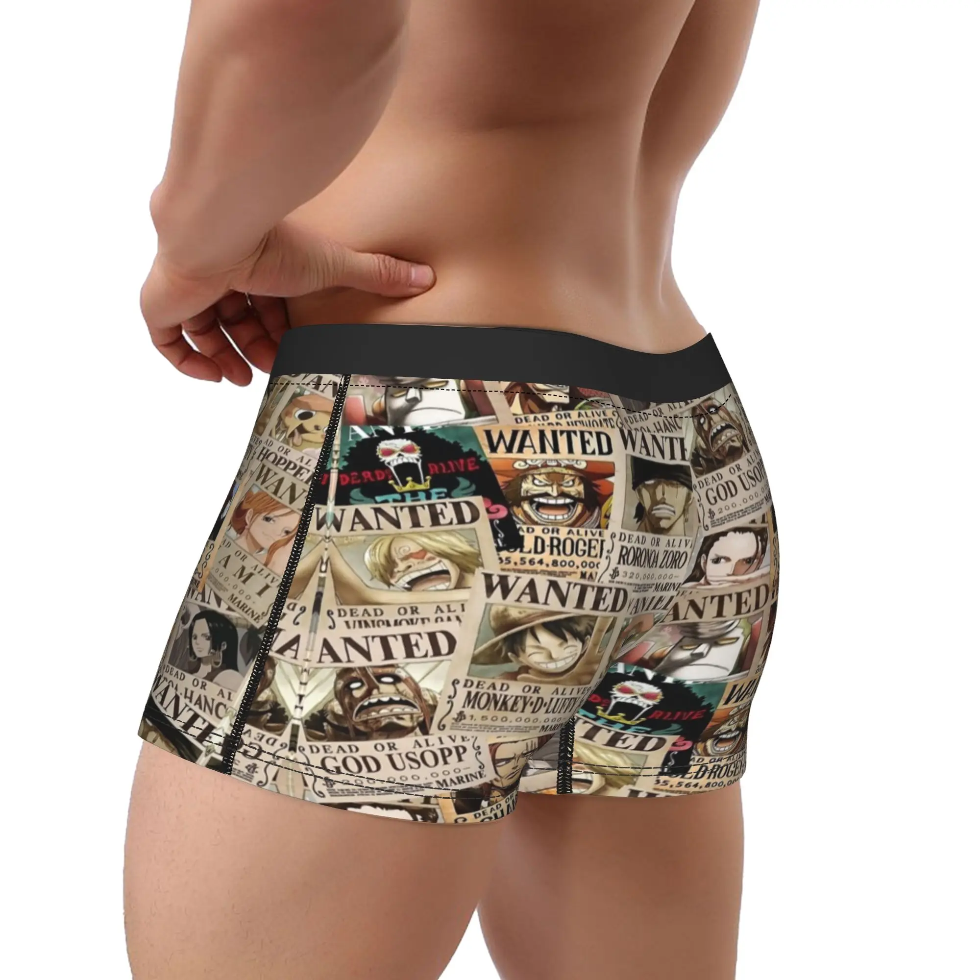 Anime Men's Underwear One Piece Pieces Japan Manga Boxer Briefs Shorts Panties Humor Breathable Underpants for Homme M-XXL