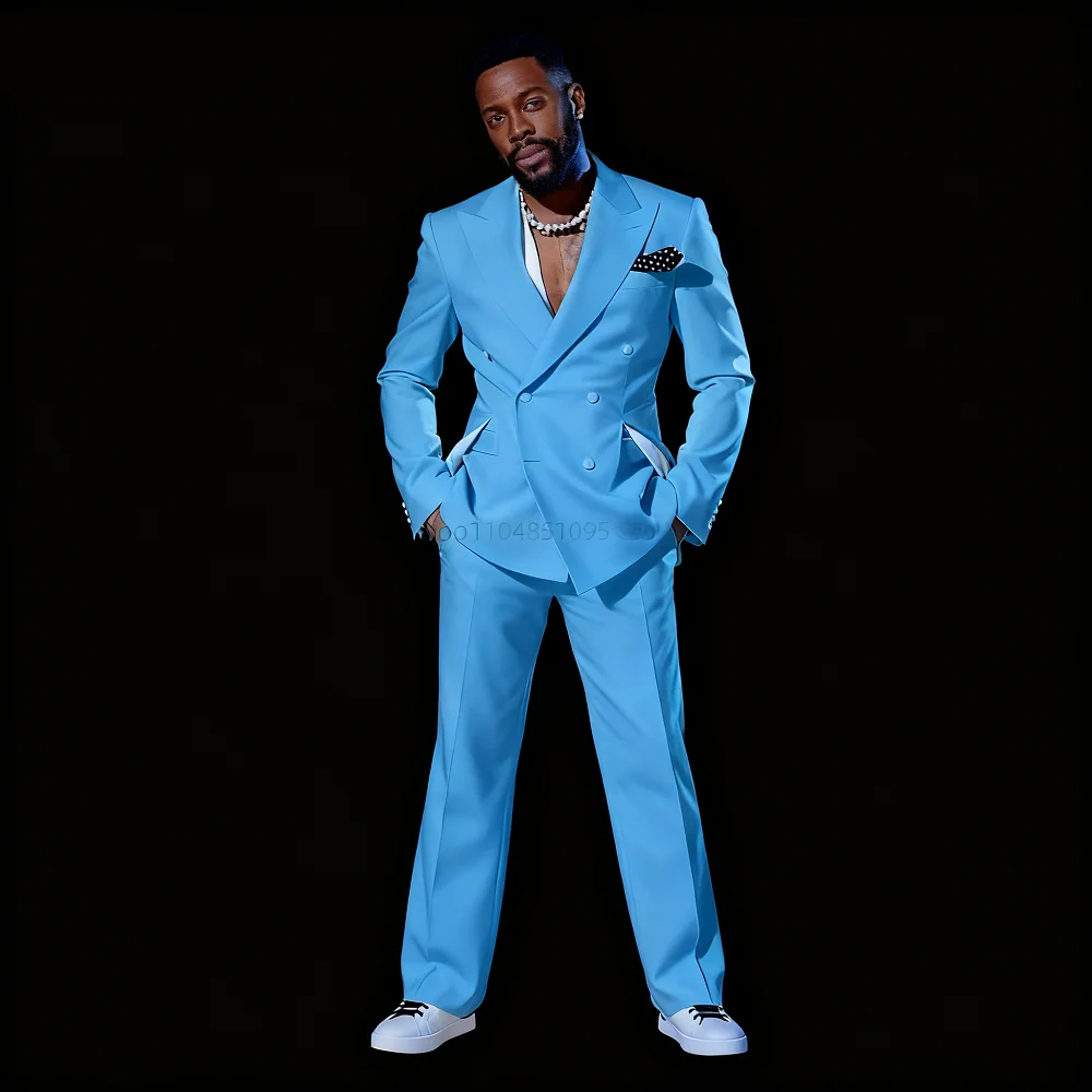 

Men's 2-Piece Smoking Tuxedo Casual Double-Breasted Blazer Fitted Wedding Attire for Graduation Parties Moda Style