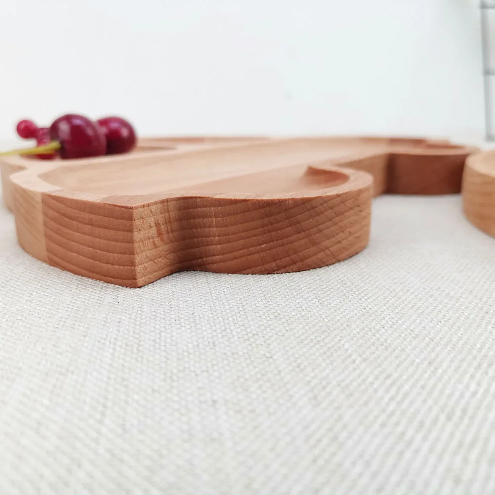 

Wooden Dinner Plate Tray Food Container Solid Snack Dessert Bread Serving Fruit Child Cartoon