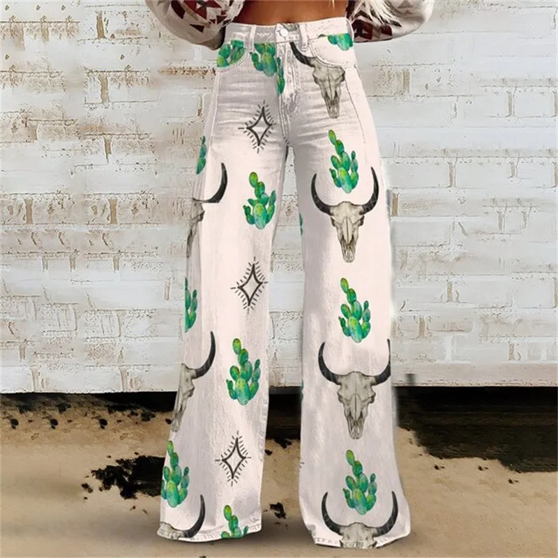 

2026 Spring and autumn hot selling european and american retro color blocked casual denim wide leg pants