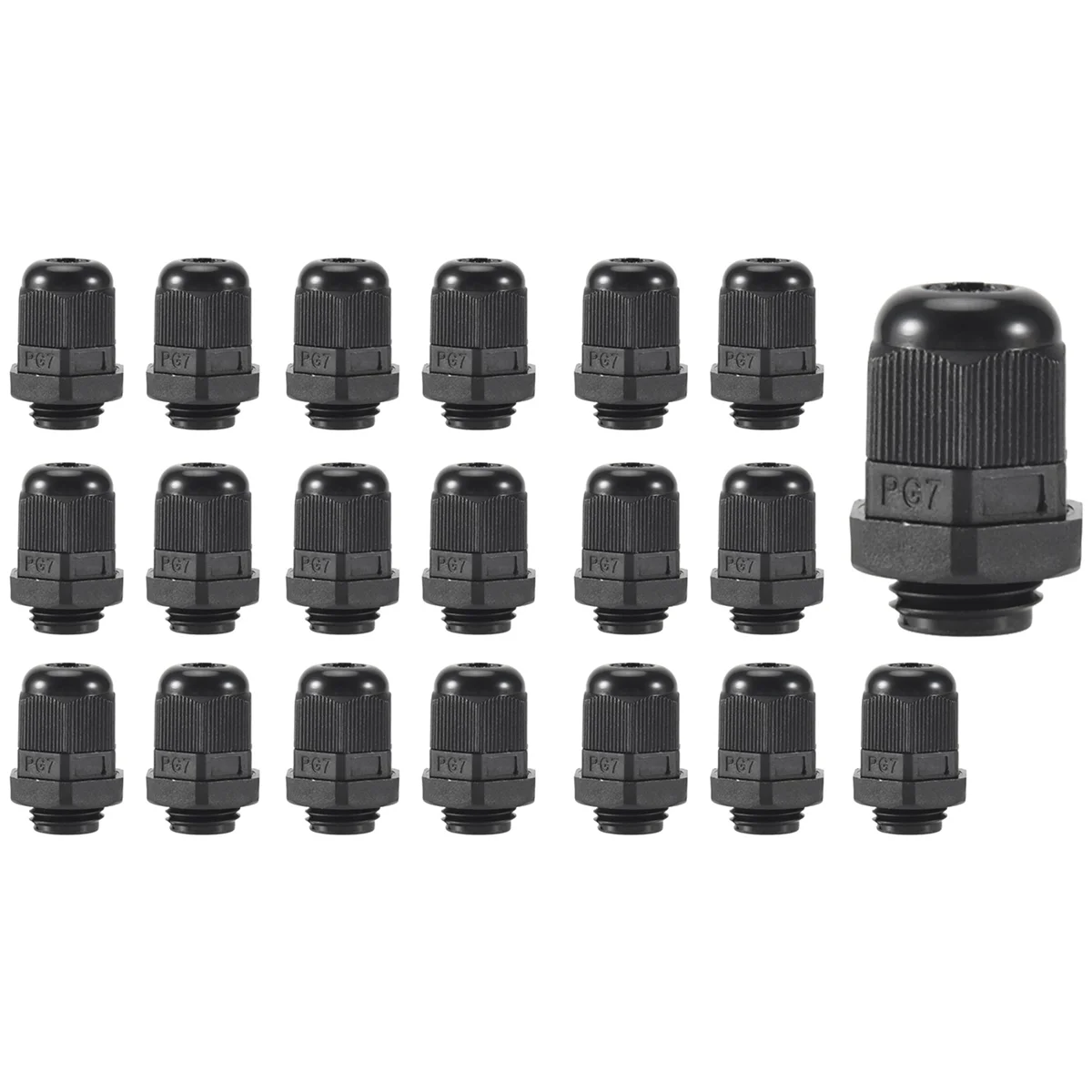 20 Pieces Black Plastic Waterproof Cable Gland Connector PG7