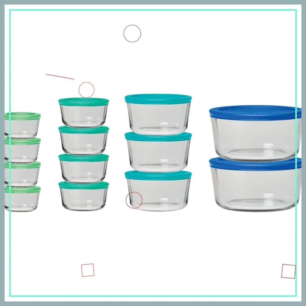 

26-Piece Glass Food Storage Containers with Blue Lids, Airtight and Durable for Kitchen Organization