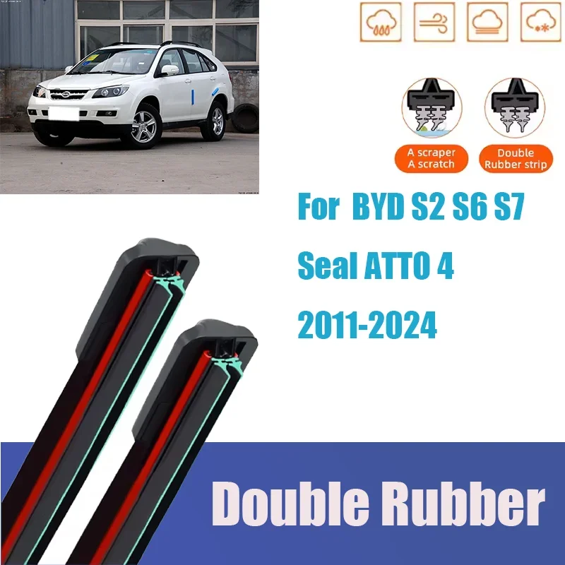 

For BYD S2 S6 S7 Seal ATTO 4 Front Windshield Wiper General Auto Multifunctional Third Generation Double Rubber Mute