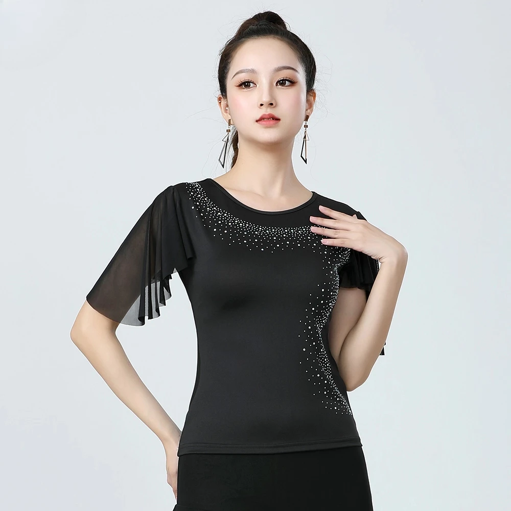 Vestido de dança latina adulto feminino personalizado dança moderna profissional prática terno conjunto figura gaze manga trajes superiores