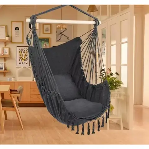 Elegant Hanging Hammock Chair Swing Seat with Comfortable Pillows Hanging Rope Hammock Chair for Bedroom Garden