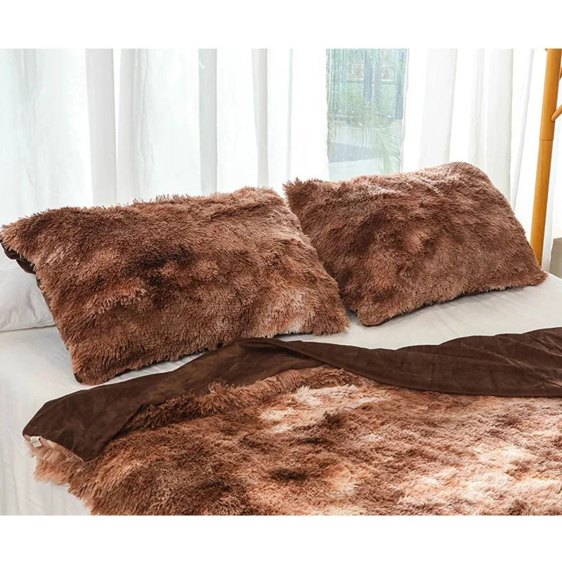 ยาว Plush ปลอกหมอนสำหรับเตียง50X70ซม.Tie Dye สายรุ้งสีสันหมอนฤดูหนาว Warm Soft หมอนหน้าแรกตกแต่ง
