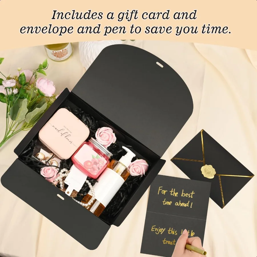 10 Pack Large Black Gift Boxes with LidBridesmaid Proposal Box with Envelopes and Cards Pen Sticker for Groomsmen Proposal Wedd