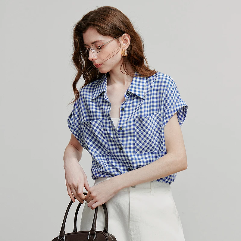 TOYOUTH بلوزة نسائية قميص 2025 صيف جديد ريترو منقوشة قصيرة الأكمام قميص غير رسمي متعدد الاستخدامات 8522043