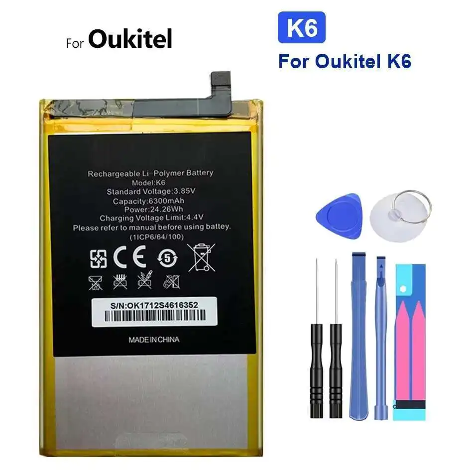 

High Performance For Oukitel K6 Mobile Phone Battery Long-Lasting Performance 6300mAh