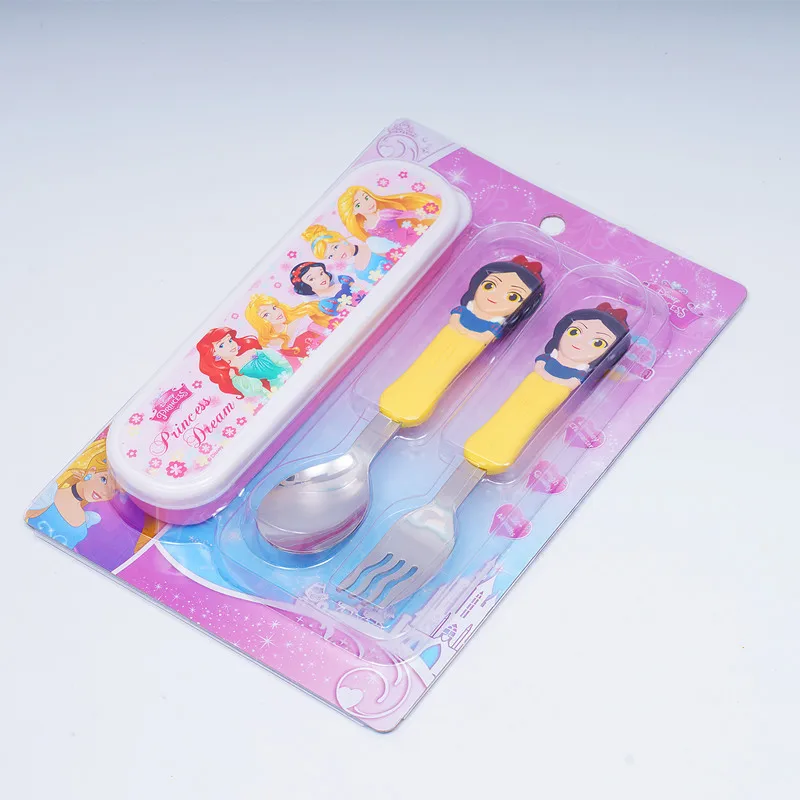 Disney spoon cutlery with box children spoon baby spoon 304 stainless steel cartoon portable bag