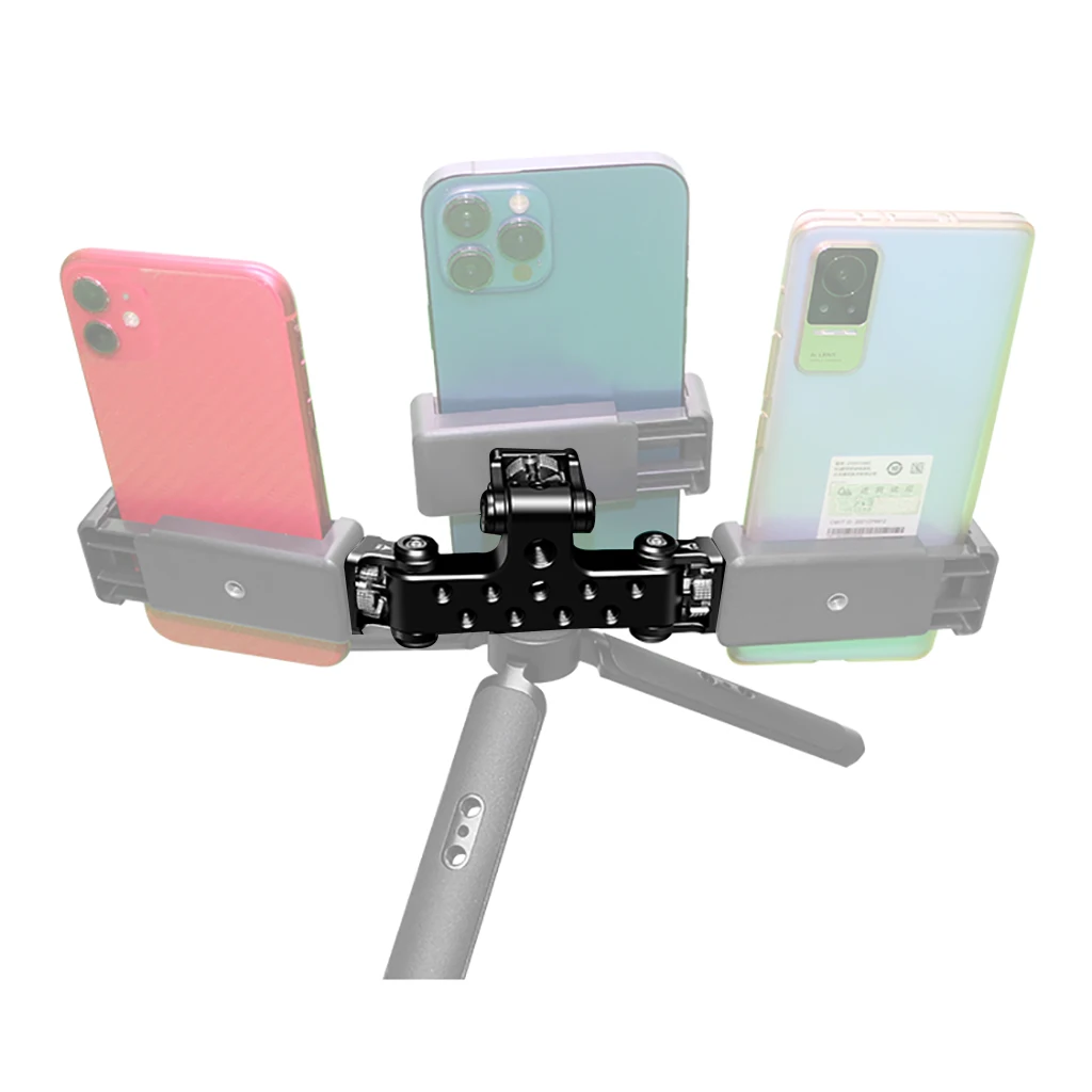 Universelle dreifache Telefon halterung Halterung Stativ halterung Adapter 1/4 Gewinde löcher für Telefon Selfie Video Live-Streaming-Halterung – Detail 8