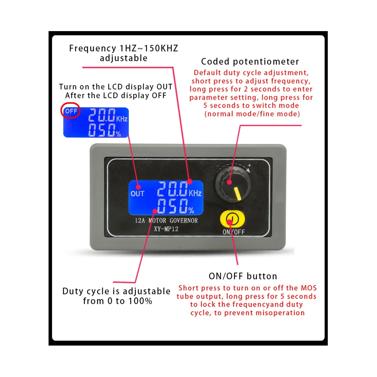 Wireless WIFI APP 6V-30V 12A360W DC Motor Speed Controller 12V 24V PWM LED Lighting Dimming Slow Start Slow Stop Encoder