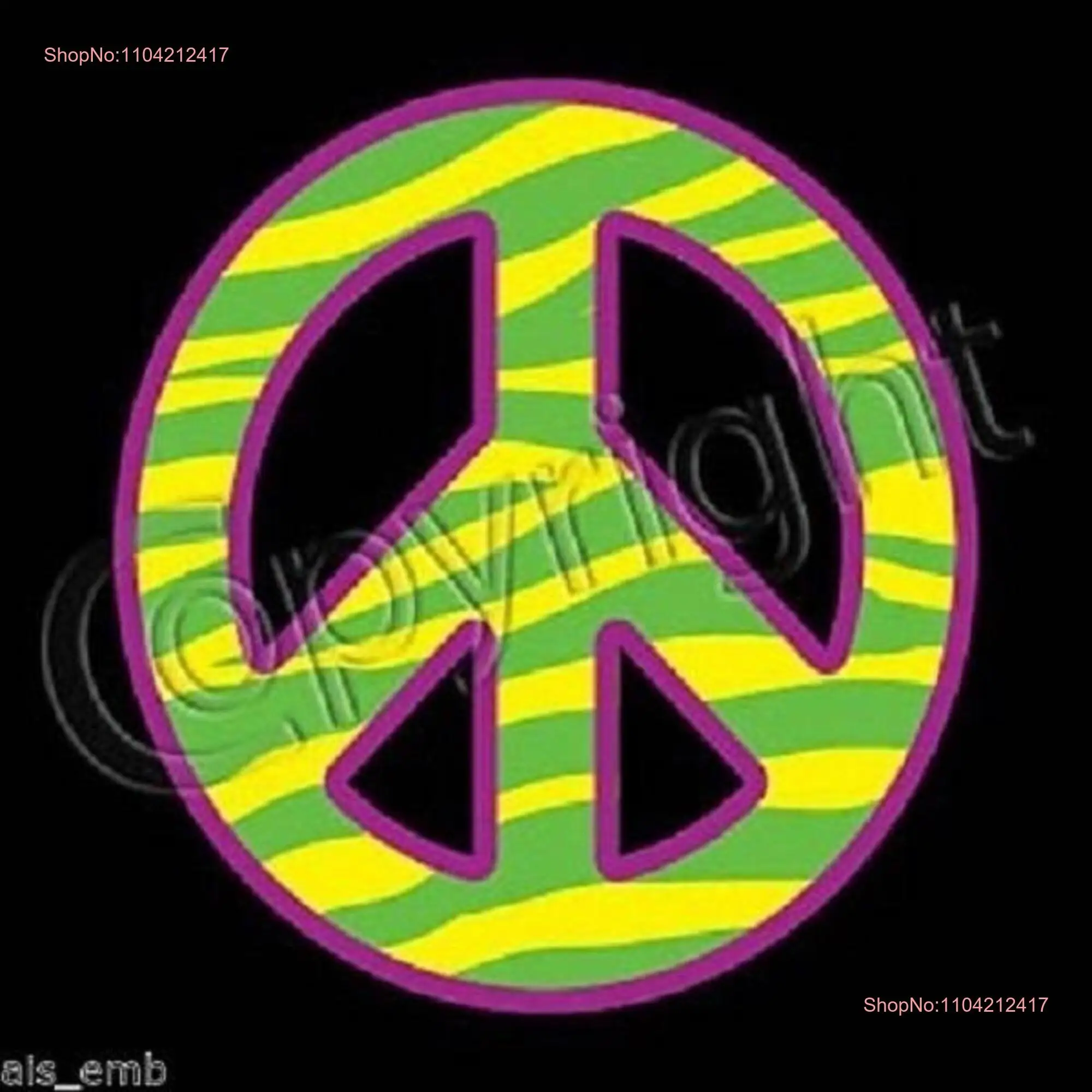 Peace Sign T Shirt Tiger Stripe Symbol SweaT Available On Request 782j long or short sleeves