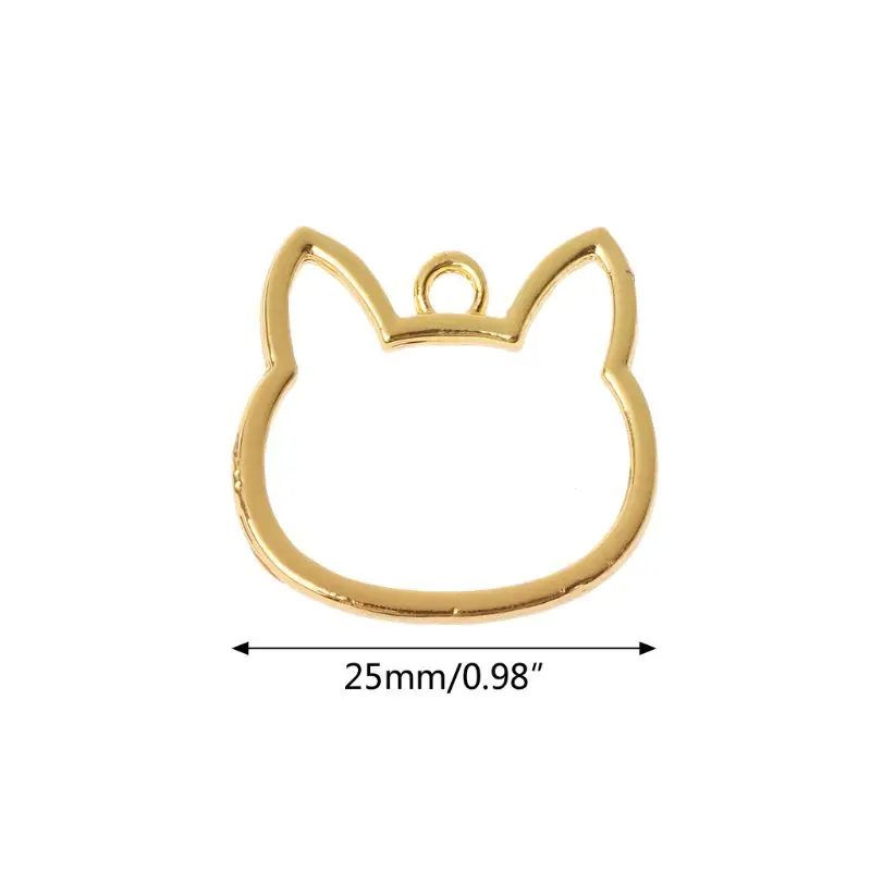 5 Pcs Open Bezel Setting for Cat for Head UV Resin Blank Metal Frame Pendant wit