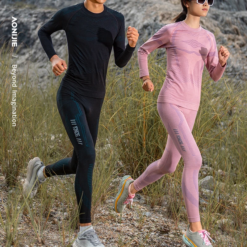 AONIJIE F5176 Outdoor Running Integrated Wool Fabric Tight Compression Warm Pants Leggings  Professional Training Man Women