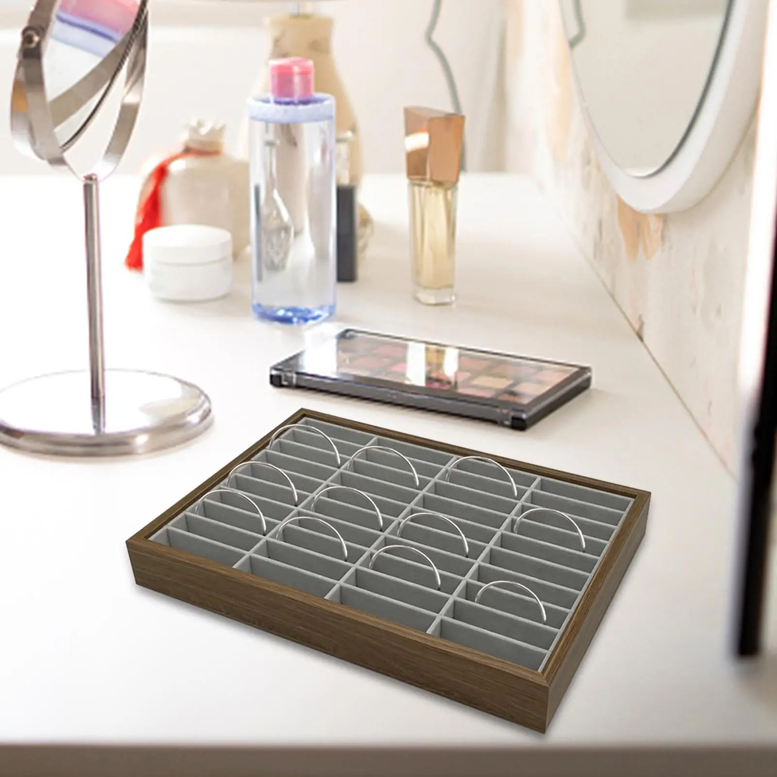 

40 Grids Bracelet Bracelet Display Stand in Wood Velvet Organizer Case