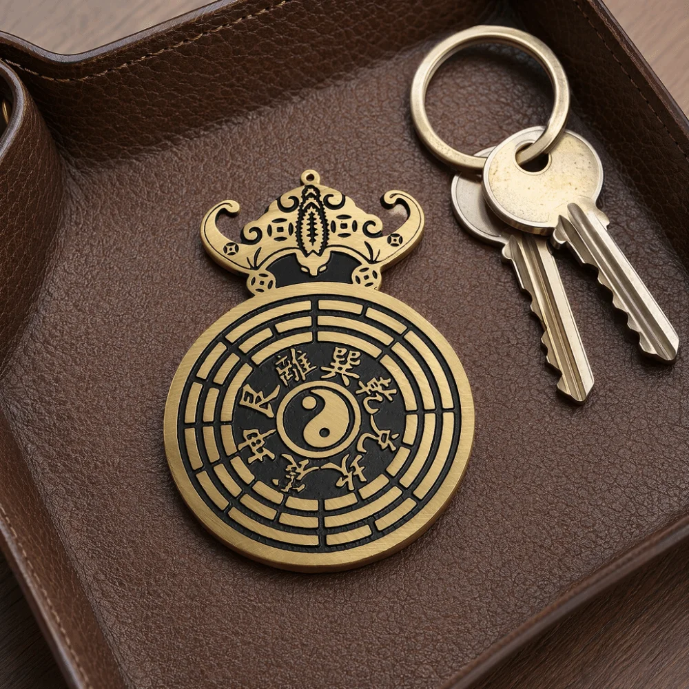 Mirrors Brass Bagua Pendant Portable Solid Brass Feng Shui Decoration Bat Wall Ornament Temple Use