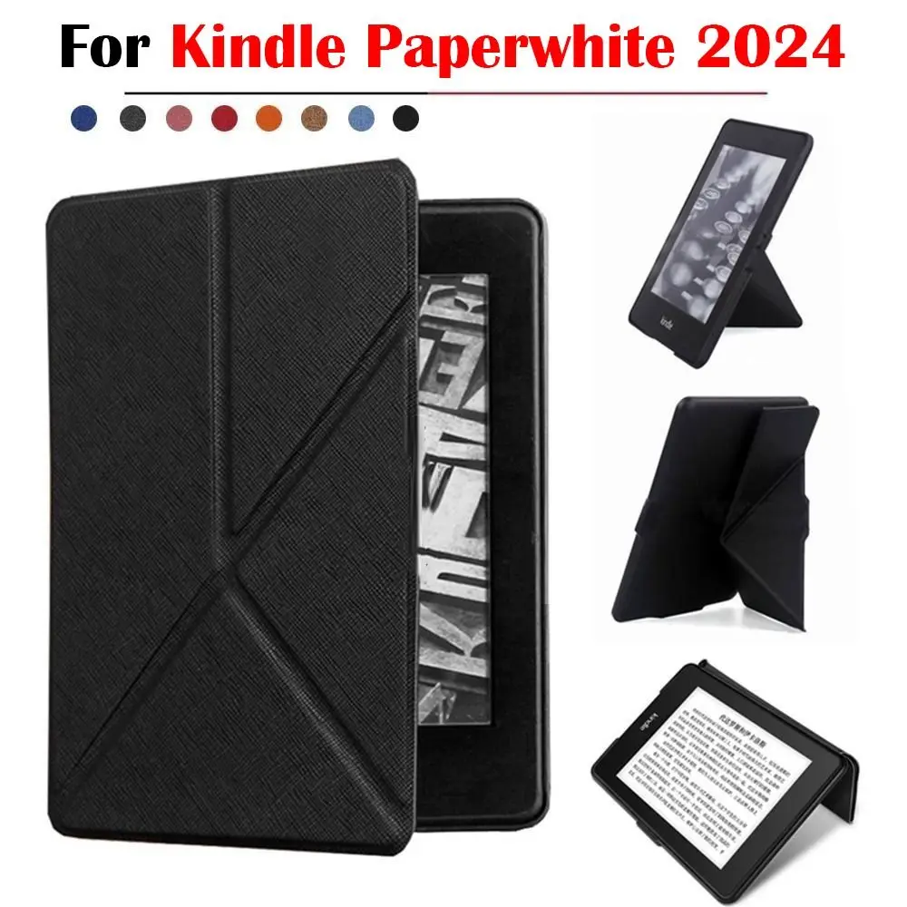 Auto Wake/Sleep 7 inch E-Reader Case Folding Stand Wear-resistant Folio Cover Leather for Kindle Paperwhite 2024 12th/Colorsoft