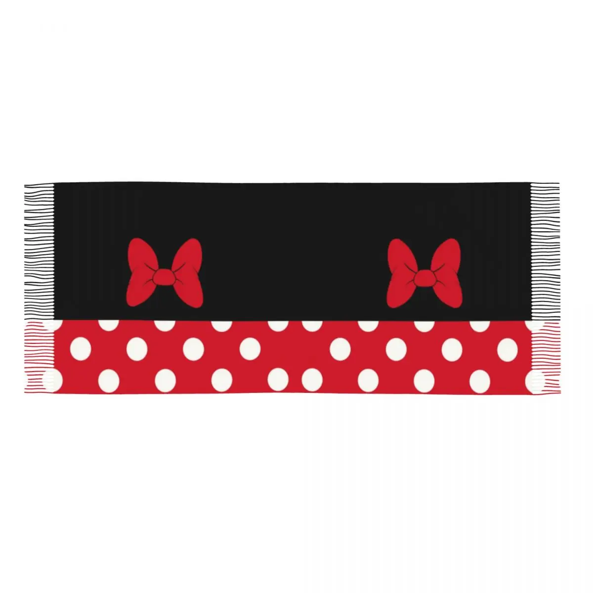 Desenhos animados minnie lenço envoltório para mulheres longo inverno quente borla xale unisex animado polkadots cachecóis