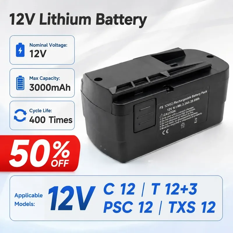 

For Festool 12V C TDK12 BPS12 494522 491821 C12 Battery