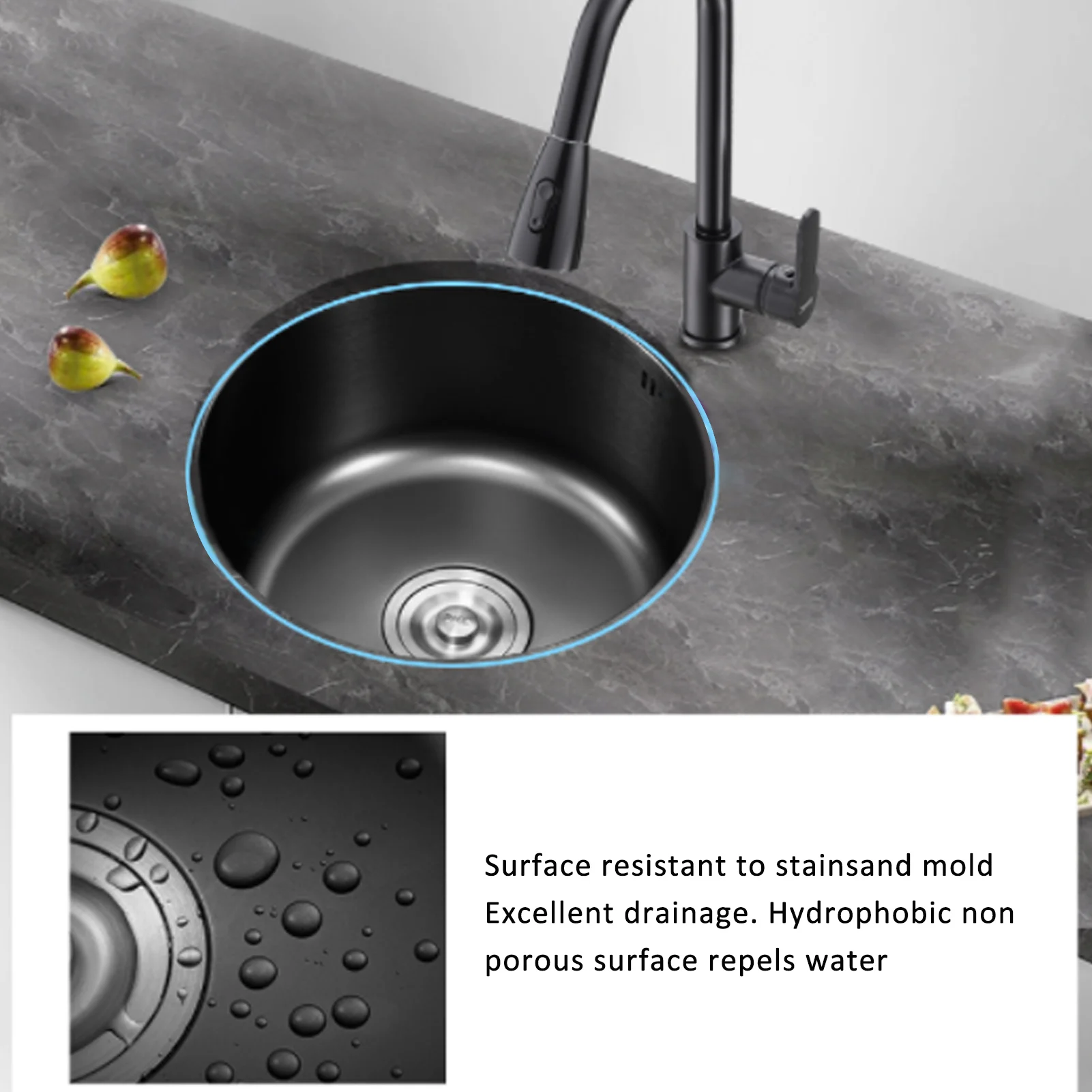 

Kitchen Sink Undermount Single Bowl, Mini Round Kitchen Sink Bar Round Basin Wet Bar Sink with Strainer & Bottom Grid