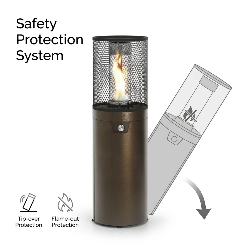 Portable Energy-Saving Propane Gas Patio Heater with Wheels Outdoor Heating for Camping