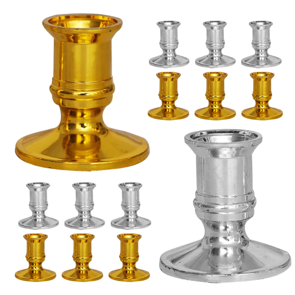 

12 Pairs Electronic Light LED Decoration Indoor Candleholder Golden Silver Base Long Lasting Practical Reliable