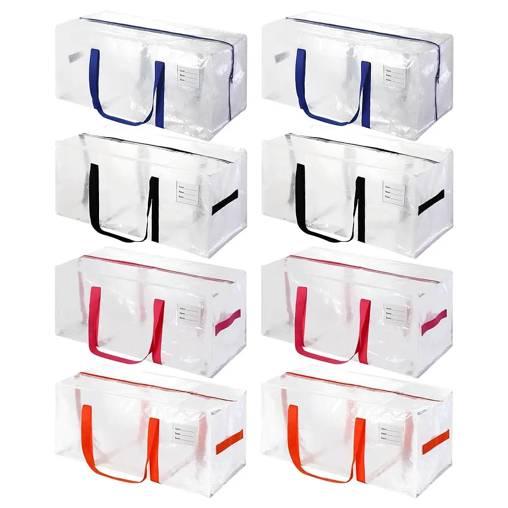 

Набор из 8 сверхпрочных больших сумок для переезда с разноцветными ручками, водонепроницаемые складные сумки для хранения, сумки для хранения одежды