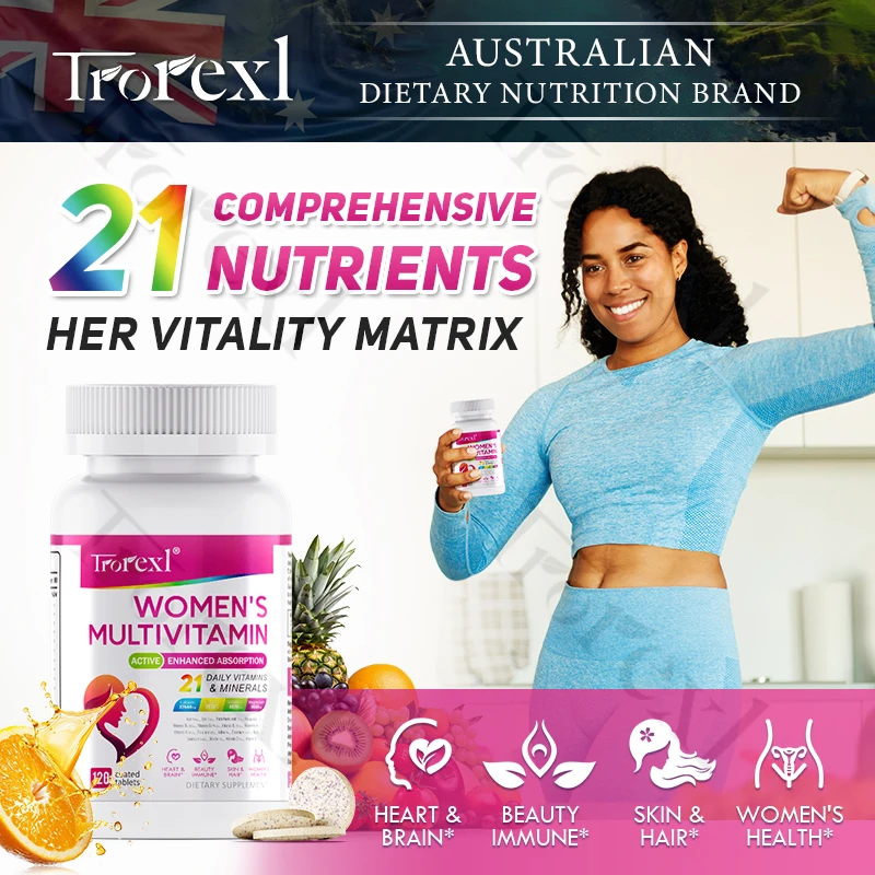 

Women's Multivitamin - Daily Vitamins with Biotin, Calcium, Folic Acid, Iron & Zinc, Promotes Energy Metabolism 120 Ct