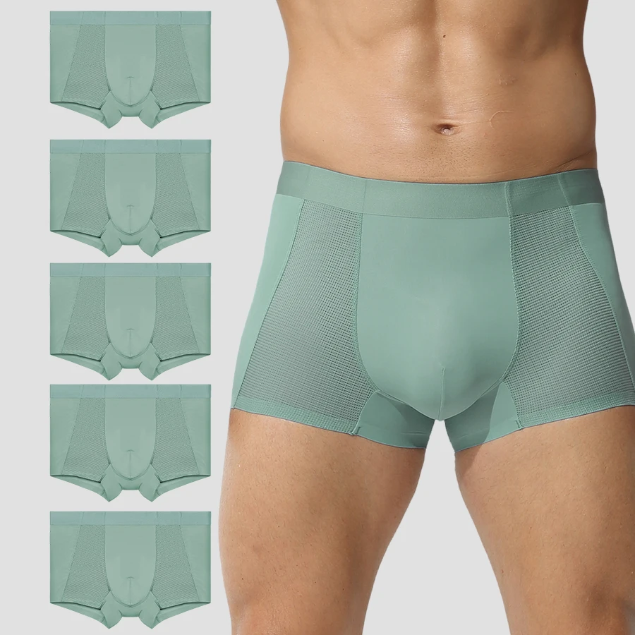 

5 шт. мужского антибактериального нижнего белья из ледяного шелка. Это мужские трусы-боксеры с сетчатой вентилируемой вставкой. они тонкие и легкие