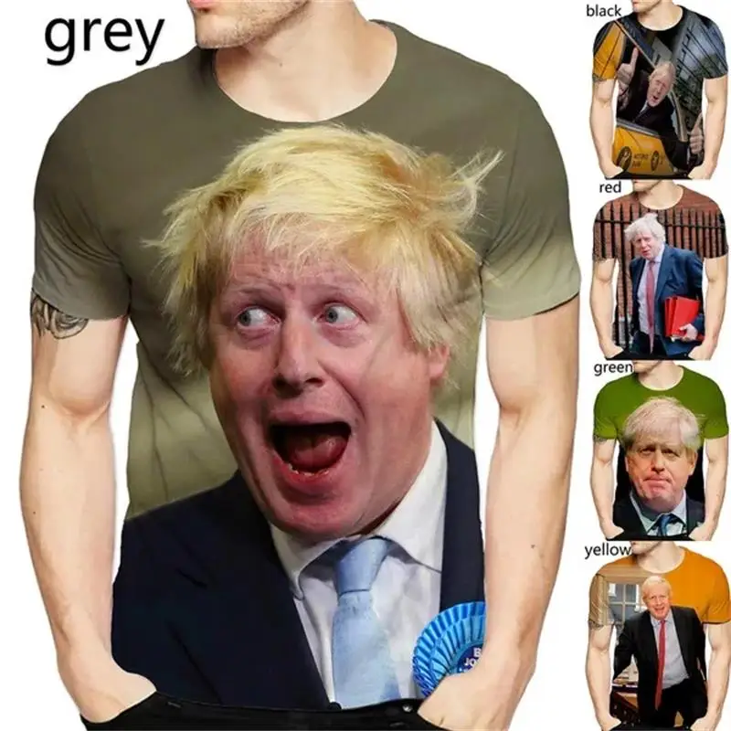 Funny Boris Johnson Graphic T Shirts Men Tops 3D Print Britain Conservative Party T-shirt Cool Designs Tee Shirt Womens Clothing