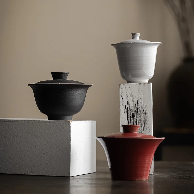 

Wabi Stillwind Powder Hand Cover Bowl Japanese Coarse Pottery Thin Tire Tea Bowl Horseshoe Tea Breaker Kung Fu TeaSet Ornaments