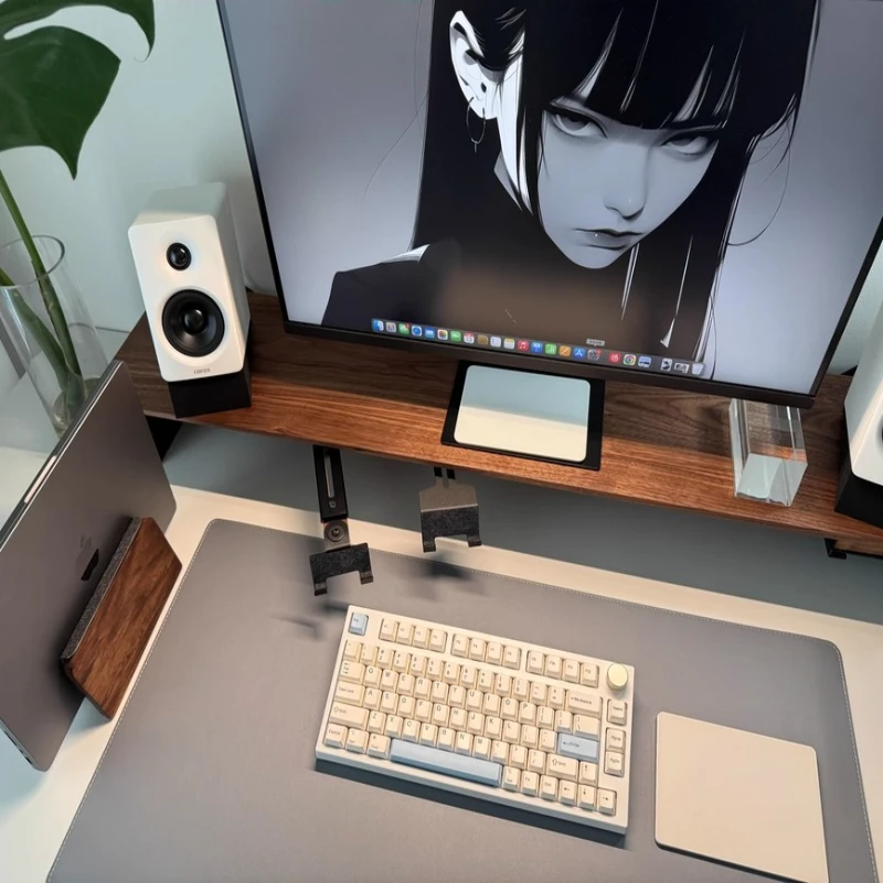 

Компьютерный стол из черного ореха H20, подставка для монитора с направляющей, модульная эргономичная подставка для ноутбука, система деревянного рабочего стола премиум-класса