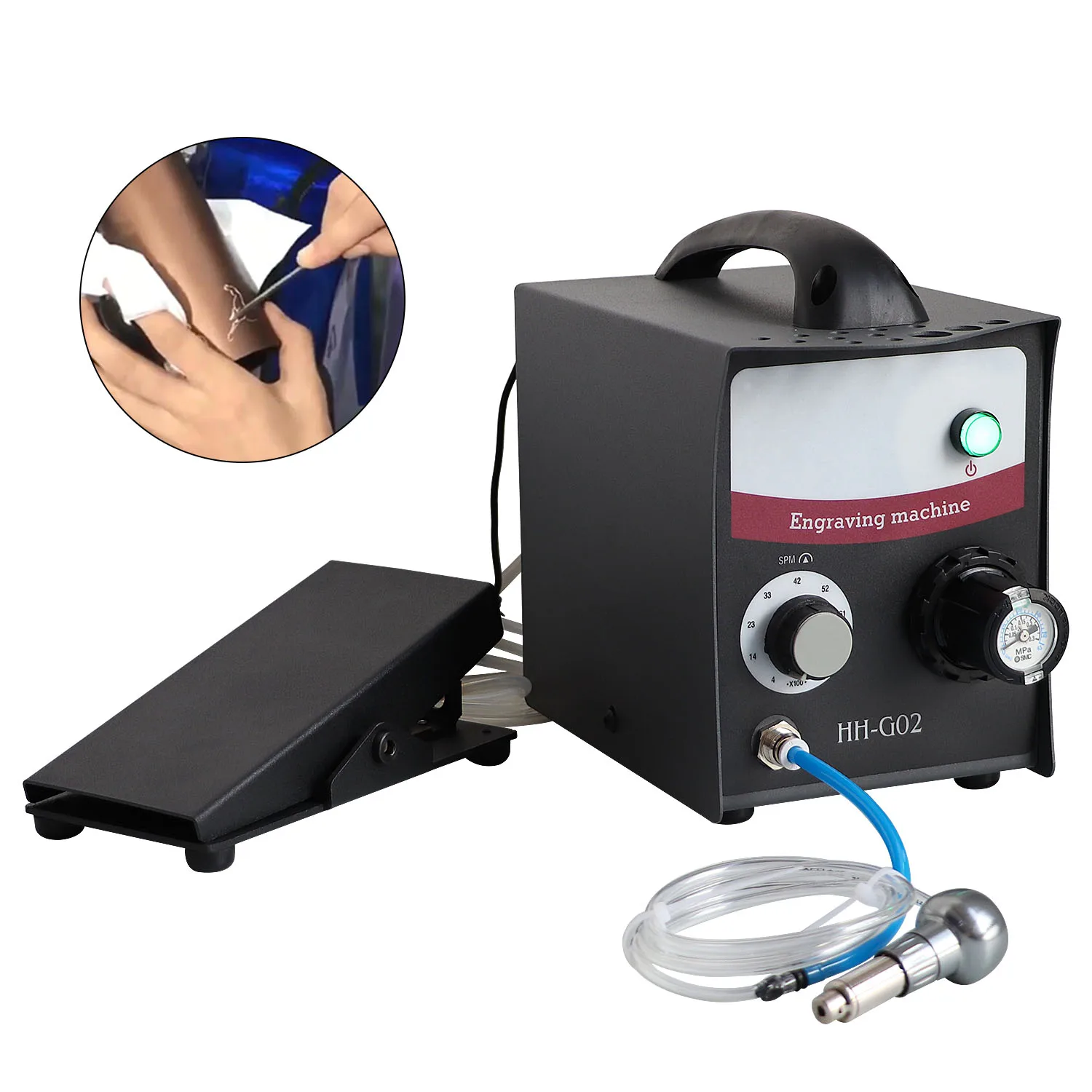 HH-G02 110V/220V High Quality Single-Head Pneumatic Engraving Machine Micro-Setting Reel Bead Edge Carving