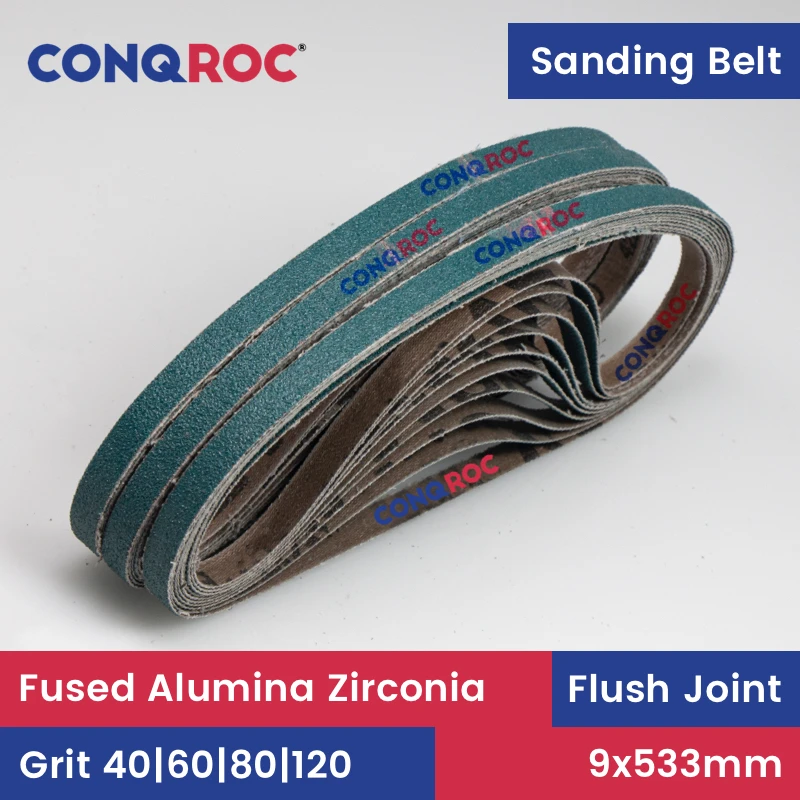 

Sanding Belts 9x533mm Fused Alumina Zirconia 30-Piece Abrasive Belts P40~120 for Metal Polishing