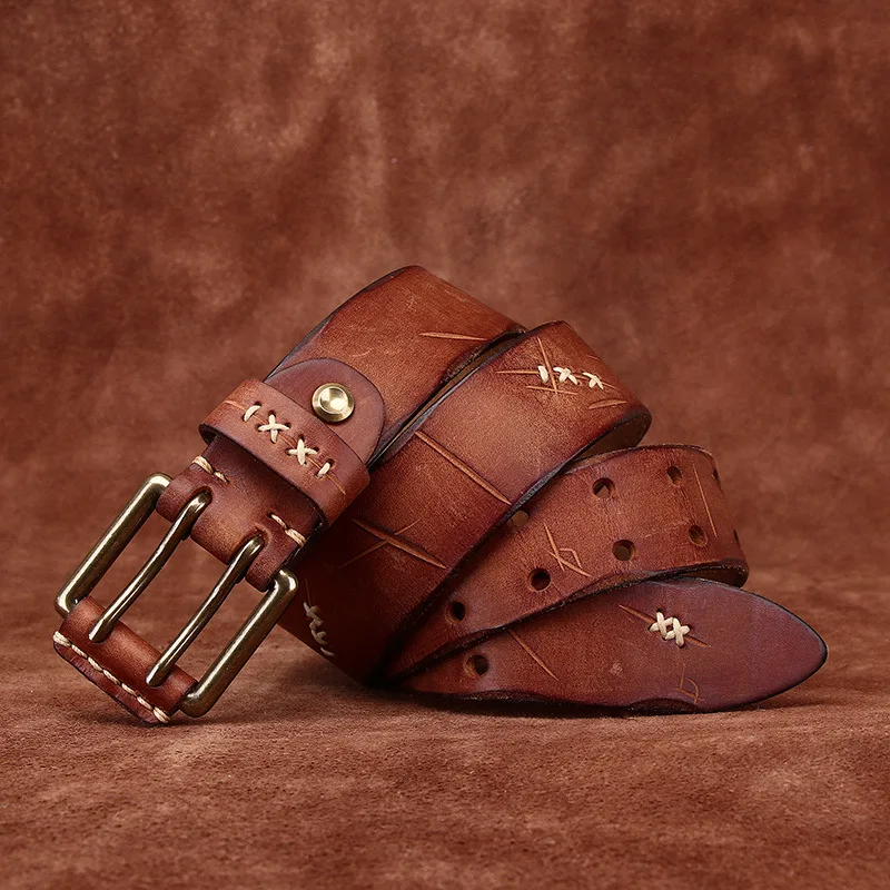 3,8 CM Männer Hohe Qualität Aus Echtem Leder Messing Schnalle Gürtel Luxus Designer Gürtel Männer Reines Rindsleder Mode Band Männlichen Jeans für Mann