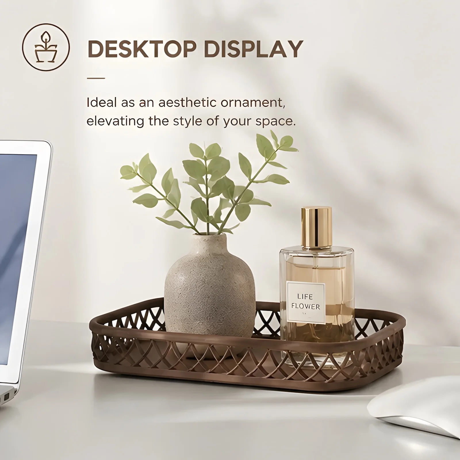 Nordic Lattice Desktop Storage Tray Minimalist Cosmetic Organizer Basket Entryway Key Catchall Plate Office Desk Accessories