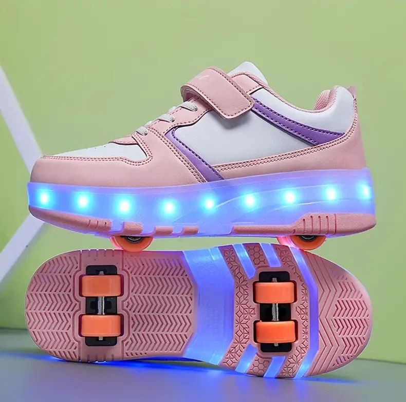 

Two Wheels Children's Led Light Roller Skate Shoes For Kids Boys Girls Glowing Sports Luminous Sneakers Skateboard USB Charging