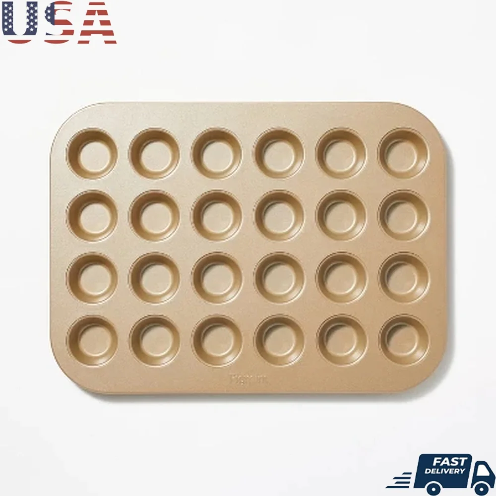 

24-чашковая мини-форма для выпечки кексов с антипригарным покрытием, алюминизированная сталь, можно мыть в посудомоечной машине, безопасная в духовке, легко чистится, прочная кухонная форма для выпечки