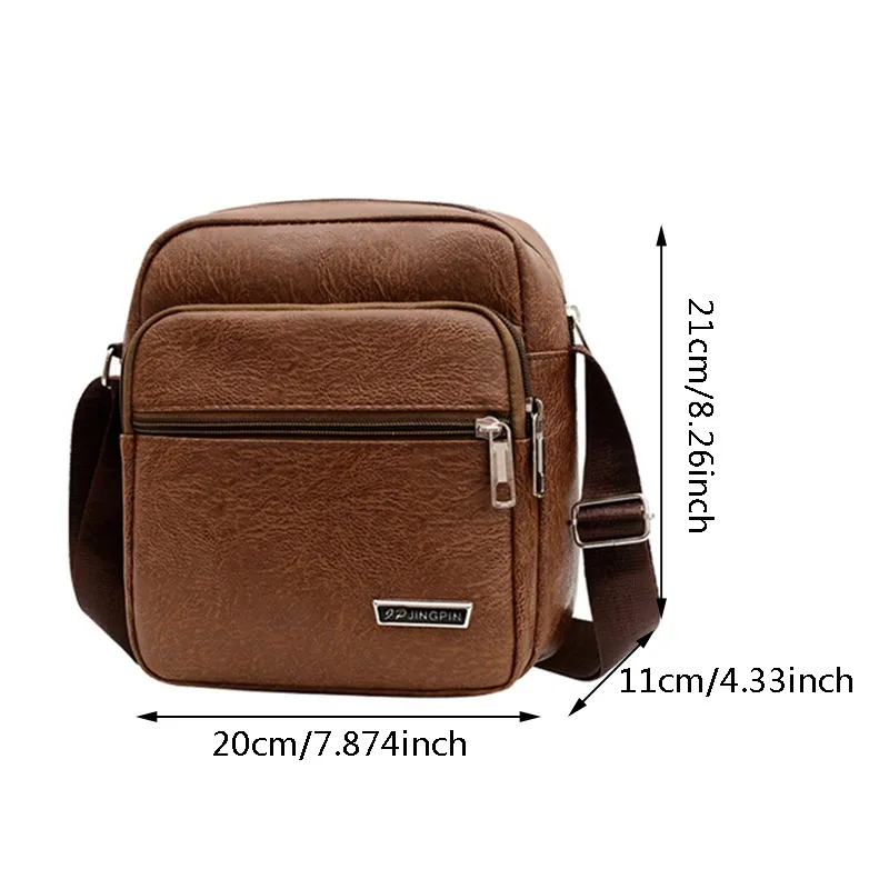 Bolsos de hombro de cuero PU para hombre, bolso cruzado impermeable antirrobo, bolso de mensajero de cuero, paquete de moda para hombre